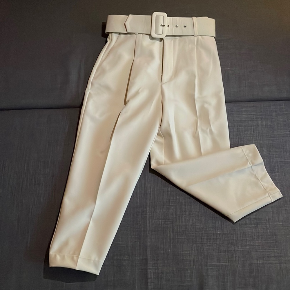 High-Waisted Belted Trousers